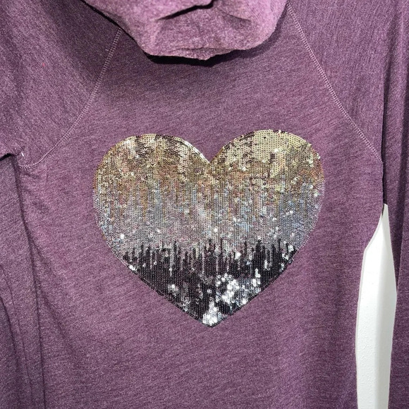 Victoria’s Secret Burgundy Sequin Heart Back Full Zip Hoodie Xsmall Women’s - Picture 6 of 11